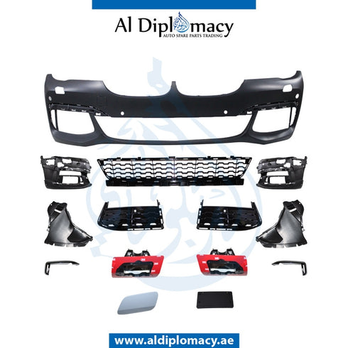 FRONT BUMPER, WITH SENSOR AND WIPER HOLE, M-TEC, LED FOG LAMP TYPE